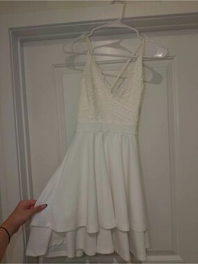 Windsor White Lace Bodice A-Line Mini Dress